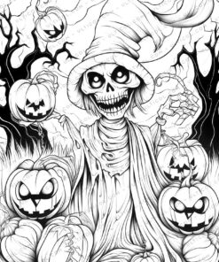 Halloween Zombie Grayscale Coloring Pages