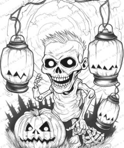 Halloween Zombie Grayscale Coloring Pages