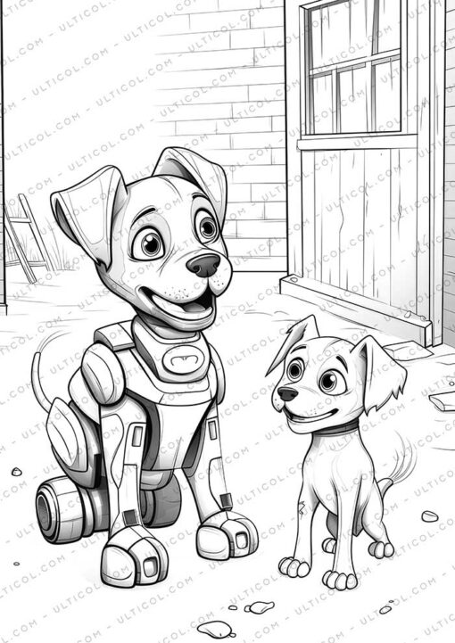 Robot Pets Grayscale Coloring Pages