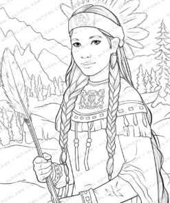 Beautiful Native American Grayscale Coloring Pages
