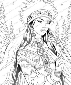 Beautiful Native American Grayscale Coloring Pages