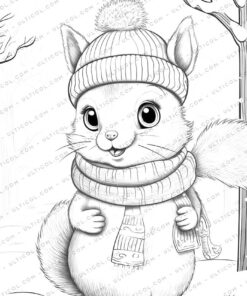 Squirrel Grayscale Coloring Pages
