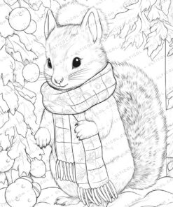 Squirrel Grayscale Coloring Pages