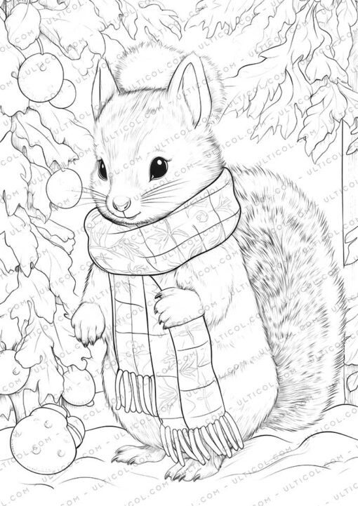 Squirrel Grayscale Coloring Pages