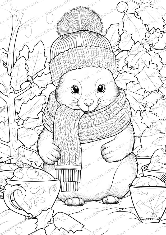 Cute Squirrel Grayscale Coloring Pages