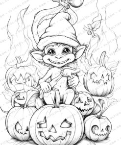 Halloween Monkey Grayscale Coloring Pages