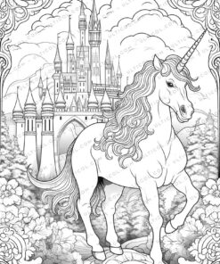 Unicorn Grayscale Coloring Pages