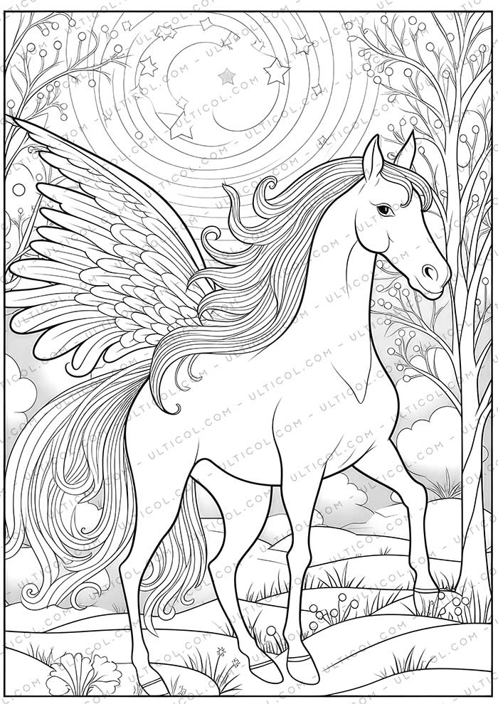 Cute Unicorn Grayscale Coloring Pages