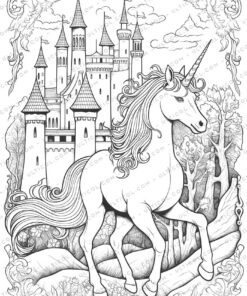 Cute Unicorn Grayscale Coloring Pages