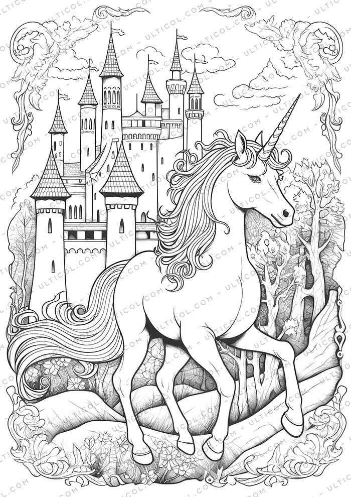 Cute Unicorn Grayscale Coloring Pages