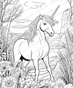 Cute Unicorn Grayscale Coloring Pages
