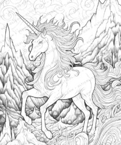 Cute Unicorn Grayscale Coloring Pages