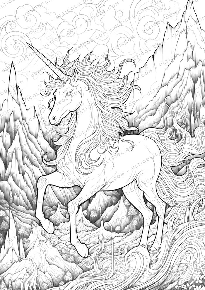 Cute Unicorn Grayscale Coloring Pages