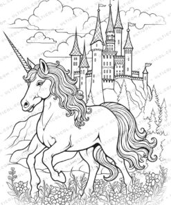Cute Unicorn Grayscale Coloring Pages