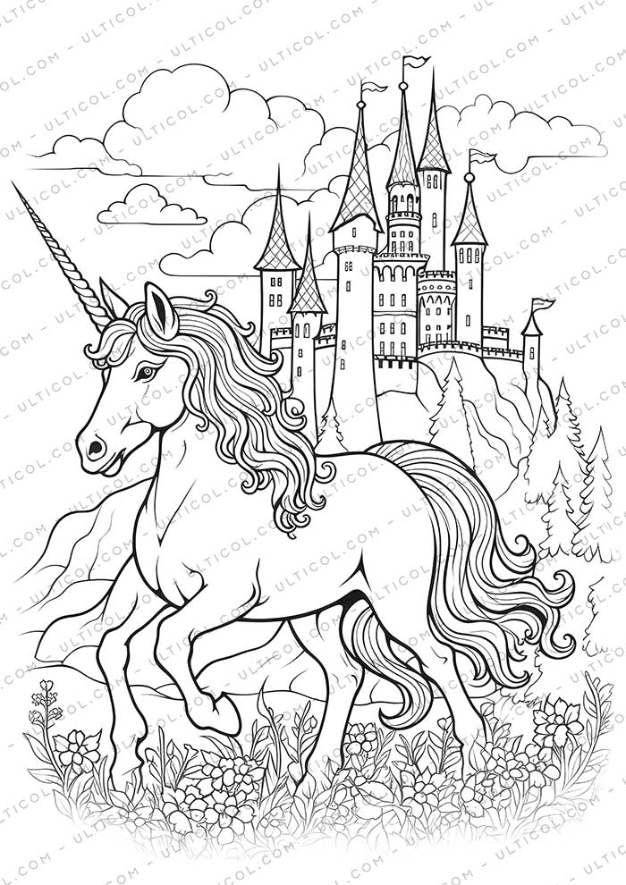 Cute Unicorn Grayscale Coloring Pages