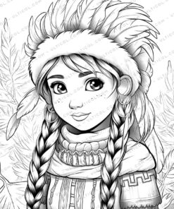 Beautiful Native American Grayscale Coloring Pages