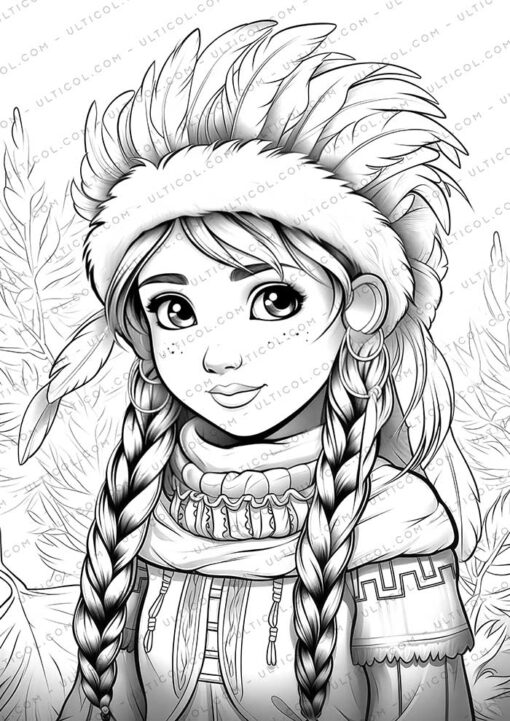 Beautiful Native American Grayscale Coloring Pages
