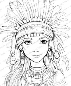 Beautiful Native American Grayscale Coloring Pages