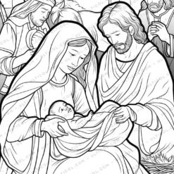 Christmas Scene Grayscale Coloring Pages