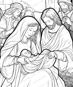 Christmas Scene Grayscale Coloring Pages