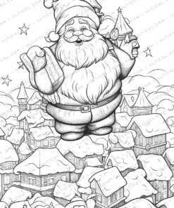 Christmas Scene Grayscale Coloring Pages