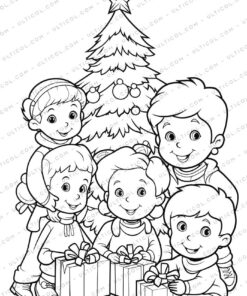 Christmas Scene Grayscale Coloring Pages