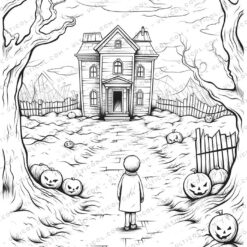 Halloween Grayscale Coloring Pages
