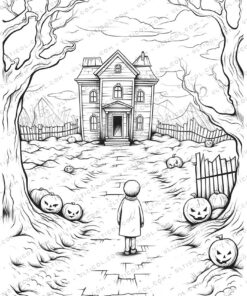 Halloween Grayscale Coloring Pages