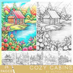 Cozy Cabin Coloring Book