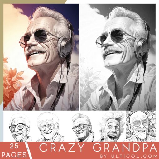 Crazy Grandpa Coloring