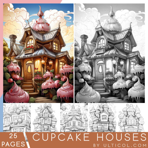 Cupcake Houses coloring