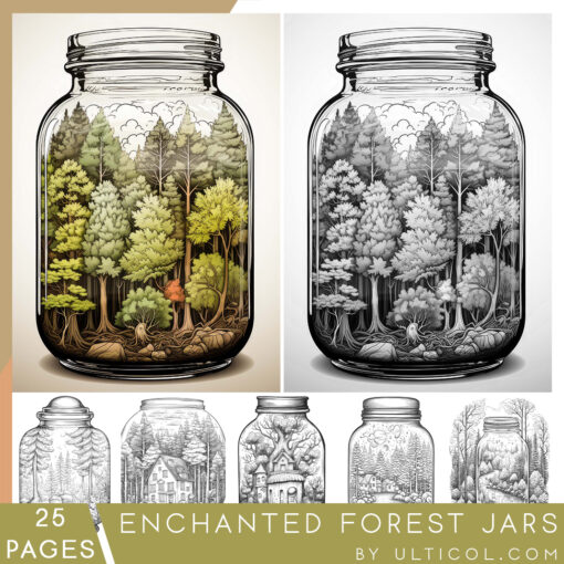 Enchanted Forest Jars Coloring