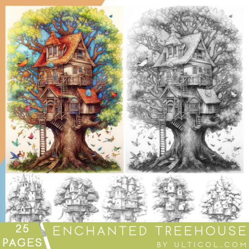 Enchanted Treehouse Coloring Book