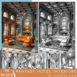 Fantasy Hotel Interiors Coloring