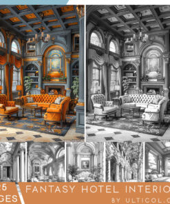 Fantasy Hotel Interiors Coloring