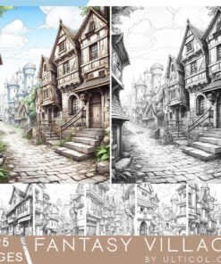 Fantasy Village Coloring