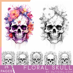 Floral Skull Coloring