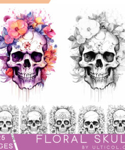 Floral Skull Coloring