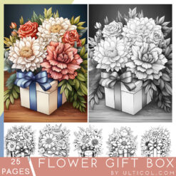 Flower Gift Box Coloring