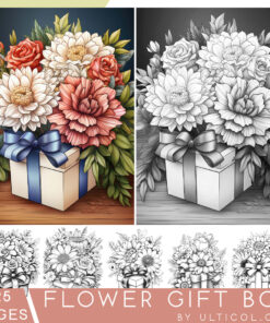 Flower Gift Box Coloring