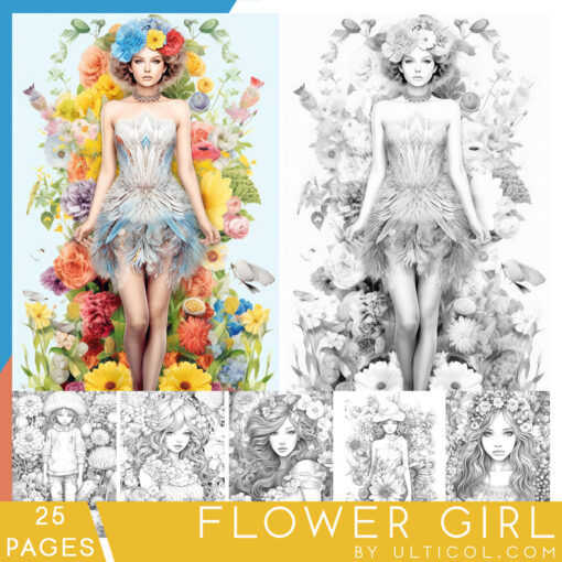 Flower Girl Coloring Book