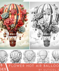 Flower Hot Air Balloons coloring