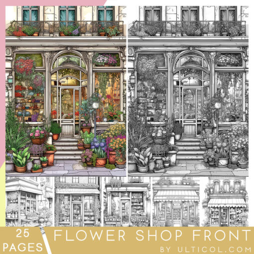 Flower Shop Front Coloring Book