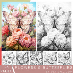 Flowers And Butterflies Coloring