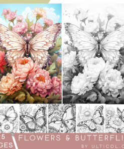 Flowers And Butterflies Coloring