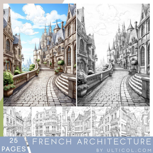 French Architecture Coloring