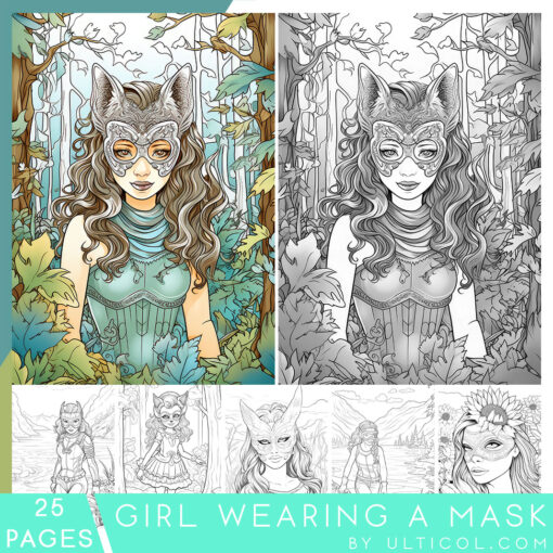 Masked Girls Coloring Pages