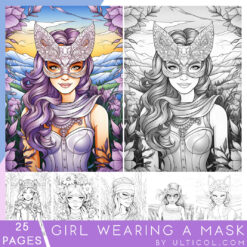 Girls in Carnival Mask Coloring Pages