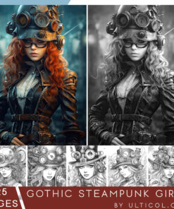 Gothic Steampunk Girls Coloring