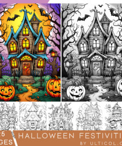 Halloween Grayscale Coloring Pages